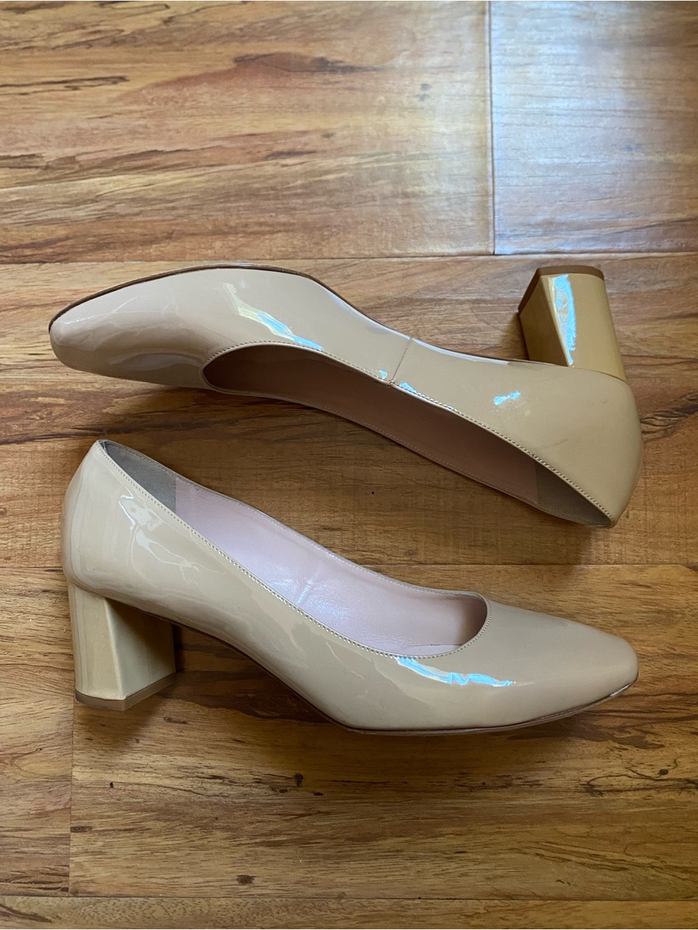 kate spade Nude Patent Block Heel Pumps